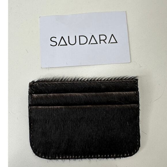 NWOT Saudara Dark Brown Mohair Coco Card Wallet - Picture 4 of 10